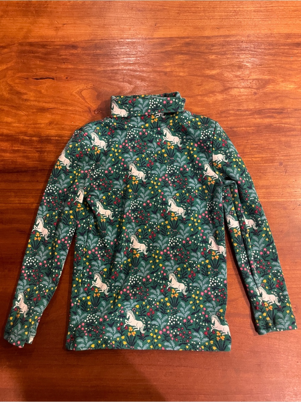 Mini Boden green unicorn woodland turtleneck size 3-4 years